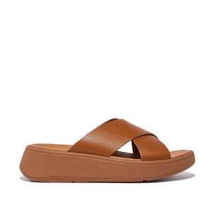 Fit Flop F-Mode Flatform Cross Slides Light Tan פ-מוד פלאט פורם קרוס סלייד טאן
