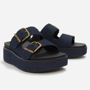 Fit Flop Gen FF Max 2 Bar Buckle Slide Denim Dark Denim כפכפי פיטפלופ לנשים