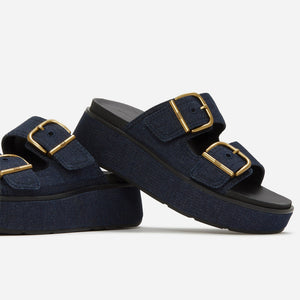 Fit Flop Gen FF Max 2 Bar Buckle Slide Denim Dark Denim כפכפי פיטפלופ לנשים