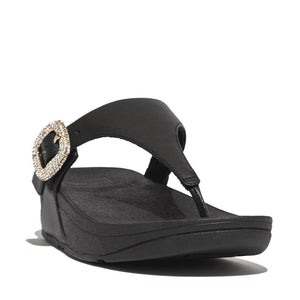 Fit Flop Lulu Crystal-Buckle Toe Post Sandals Black לולו קריסטל אבזם טו פוסט שחור