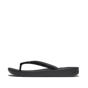Fit Flop Iqushion Multi Crystal Ergonomic Flip Flops All Black אייקושין מולטי קריסטל שחור