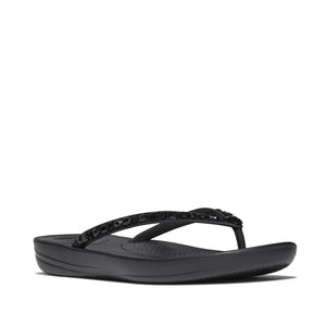 Fit Flop Iqushion Multi Crystal Ergonomic Flip Flops All Black אייקושין מולטי קריסטל שחור