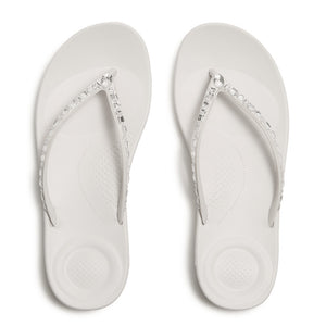 Fit Flop Iqushion Multi Tone Crystal Adornment Urban White כפכפי פיטפלום לנשים