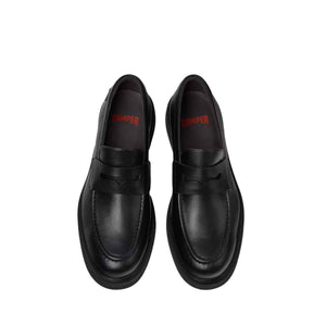 Camper Norman Black Leather Shoes for Men נעלי מוקסין לגברים