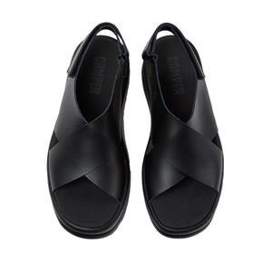 Camper Pelotas Flota Up Black Leather Sandals for Women.
