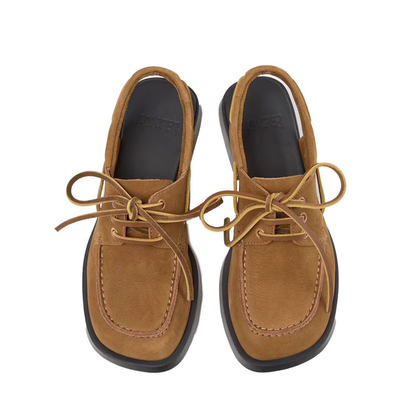 Camper Donna Brown Nubuck Leather Semi-Open Shoes for Women סנדלי קמפר לנשים סנדלי נשים