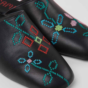 Camper Twins Black Leather Women's Sandal כפכפי קמפר לנשים