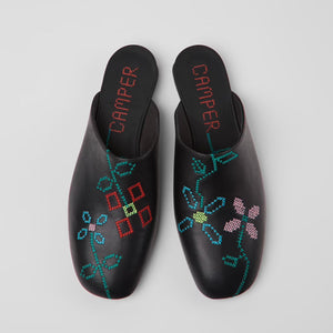 Camper Twins Black Leather Women's Sandal כפכפי קמפר לנשים