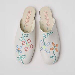 Camper Twins White Leather Sandals for Women כפכפי קמפר לנשים