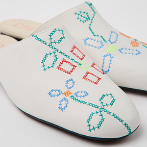 Camper Twins White Leather Sandals for Women כפכפי קמפר לנשים