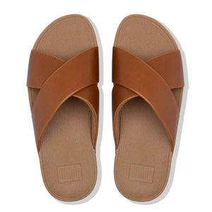 K04-592 Lulu Cross Slide Sandals - חום סנדלי נשים