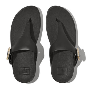 Fit Flop Lulu Crystal-Buckle Toe Post Sandals Black לולו קריסטל אבזם טו פוסט שחור