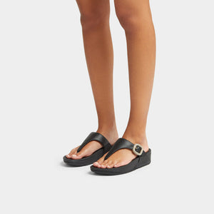 Fit Flop Lulu Crystal-Buckle Toe Post Sandals Black לולו קריסטל אבזם טו פוסט שחור