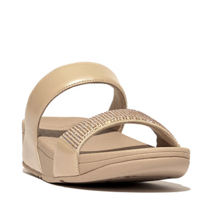 Fit-Flop Lulu Crystal Embellished Slides Latte Beige פיט פלופ כפכפי נשים