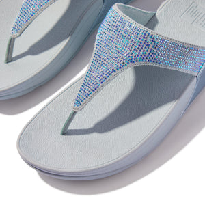 Fit Flop Lulu Crystal Embellished Toe Post Sandals Quiet Blue לולו טו פוסט כחול