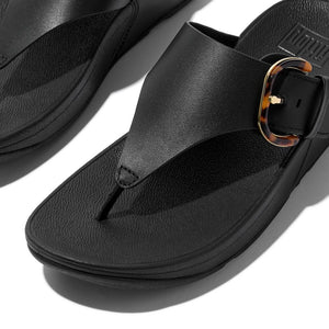 Fit Flop Lulu Resin Buckle Toe Post Sandals פיט פלופ לולו אבזם שחור