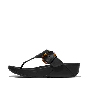 Fit Flop Lulu Resin Buckle Toe Post Sandals פיט פלופ לולו אבזם שחור