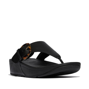 Fit Flop Lulu Resin Buckle Toe Post Sandals פיט פלופ לולו אבזם שחור