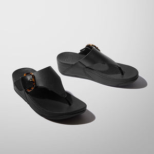 Fit Flop Lulu Resin Buckle Toe Post Sandals פיט פלופ לולו אבזם שחור