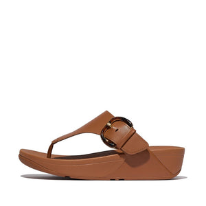 Fit Flop Lulu Resin Buckle Toe Post Sandals פיט פלופ לולו אבזם חום
