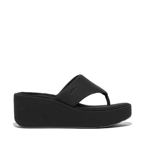 Fit Flop Platfforms Wedge Toe Post Sandals All Black פלטפורמה וודג`ס טו פוסט שחור