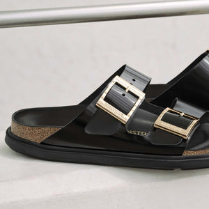 Birkenstock Arizona Droplet Buckle High-Shine Black כפכפי נשים אריזונה דרופלט אבזם שחור