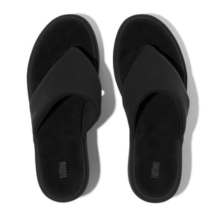 Fit Flop Platfforms Wedge Toe Post Sandals All Black פלטפורמה וודג`ס טו פוסט שחור