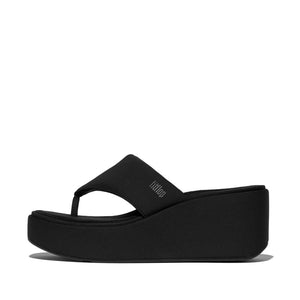 Fit Flop Platfforms Wedge Toe Post Sandals All Black פלטפורמה וודג`ס טו פוסט שחור