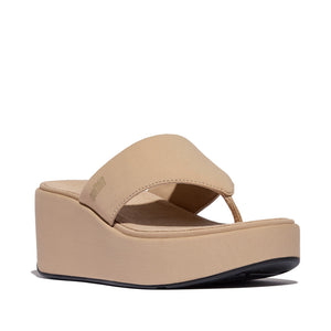 Fit Flop Platfforms Wedge Toe Post Sandals Classic Beige פלטפורמה וודג`ס טו פוסט בז
