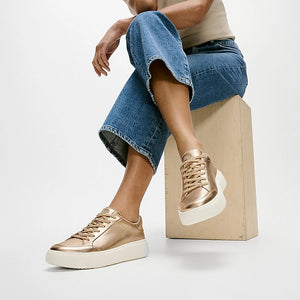 Fit Flop Rtg Metallic-Leather Sneakers Platino סניקרס פיט פלופ סניקרס לנשים