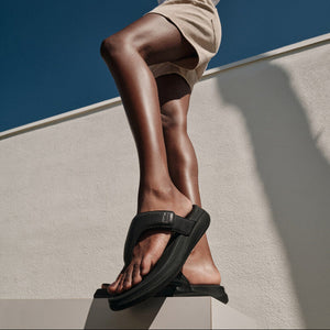 Fit Flop F-Mode Go Adjustable Flatform Toe Post Sandals All Black סנדלי נשים פיט פלופ