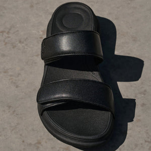Fit Flop F-Mode Go Adjustable Flatform Two-Bar Slides All Black פ-מוד סלייד שחור