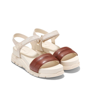 Cole Haan Zerogrand Ankle Strap Sandals Dk Cuoio Ivory Croc Print Ivory סנדלי קול האן לנשים