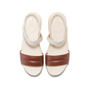 Cole Haan Zerogrand Ankle Strap Sandals Dk Cuoio Ivory Croc Print Ivory סנדלי קול האן לנשים