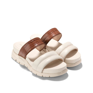 Cole Haan Zerogrand Double Band Slide Sandals k Cuoio Croc Print Gold Metallic Ivory כפכפי קול האן לנשים