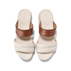Cole Haan Zerogrand Double Band Slide Sandals k Cuoio Croc Print Gold Metallic Ivory כפכפי קול האן לנשים