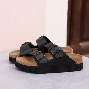 Birkenstock Arizona Grooved BF Black VEG כפכפי בירקנשטוק אריזונה גרובד נשים טבעוני
