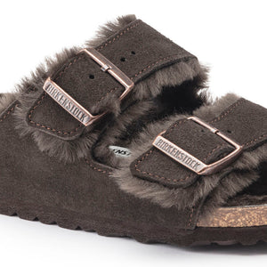 Birkenstock Arizona Fell Mocca בירקנשטוק כפכפי נשים אריזונה עם פרווה