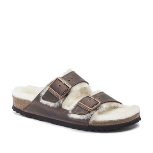 Birkenstock Arizona Fell Habana בירקנשטוק כפכפי נשים אריזונה עם פרווה