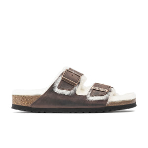 Birkenstock Arizona Fell Habana בירקנשטוק כפכפי נשים אריזונה עם פרווה