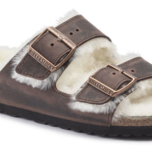 Birkenstock Arizona Fell Habana בירקנשטוק כפכפי נשים אריזונה עם פרווה