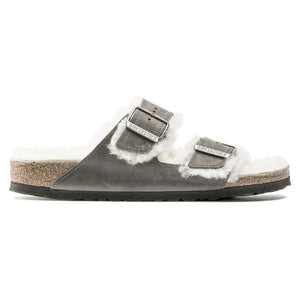 Birkenstock Arizona Fell Iron בירקנשטוק כפכפי נשים אריזונה עם פרווה