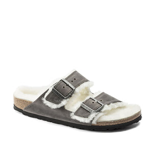 Birkenstock Arizona Fell Iron בירקנשטוק כפכפי נשים אריזונה עם פרווה