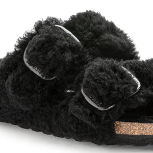 Birkenstock Arizona Big Buckle Teddy Black כפכפי נשים בירקנשטוק