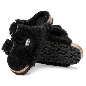 Birkenstock Arizona Big Buckle Teddy Black כפכפי נשים בירקנשטוק