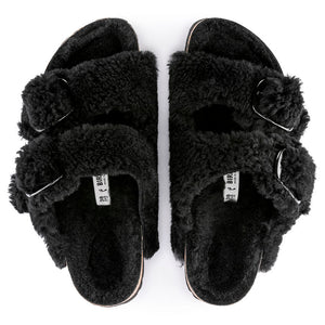 Birkenstock Arizona Big Buckle Teddy Black כפכפי נשים בירקנשטוק