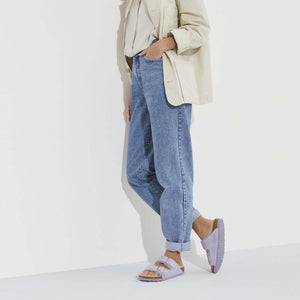 Birkenstock Arizona Fell Purple Fog בירקנשטוק כפכפי נשים אריזונה עם פרווה