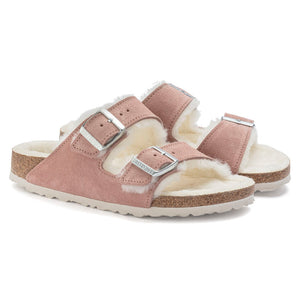 Birkenstock Arizona Fell Pink Clay בירקנשטוק כפכפי נשים אריזונה עם פרווה