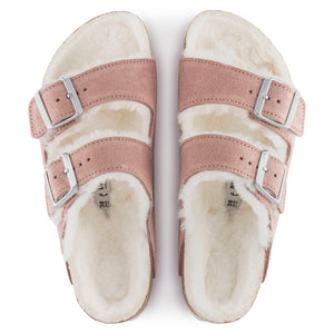 Birkenstock Arizona Fell Pink Clay בירקנשטוק כפכפי נשים אריזונה עם פרווה
