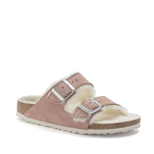 Birkenstock Arizona Fell Pink Clay בירקנשטוק כפכפי נשים אריזונה עם פרווה